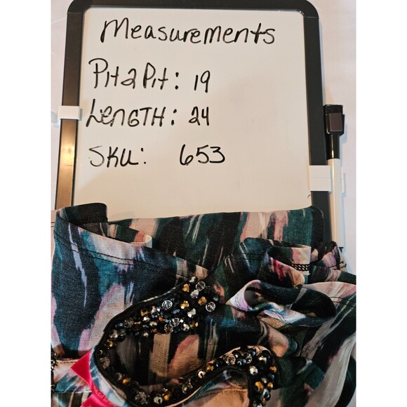 Jennifer Lopez Beaded Jewel Cold Shoulder Blouse XS - Picture 9 of 9